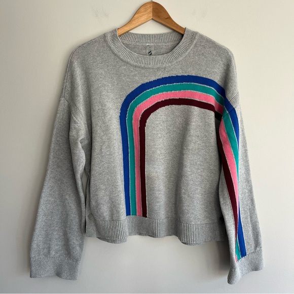Lou & Grey Gray Sweater with Multicolor Stripes - Picture 1 of 7